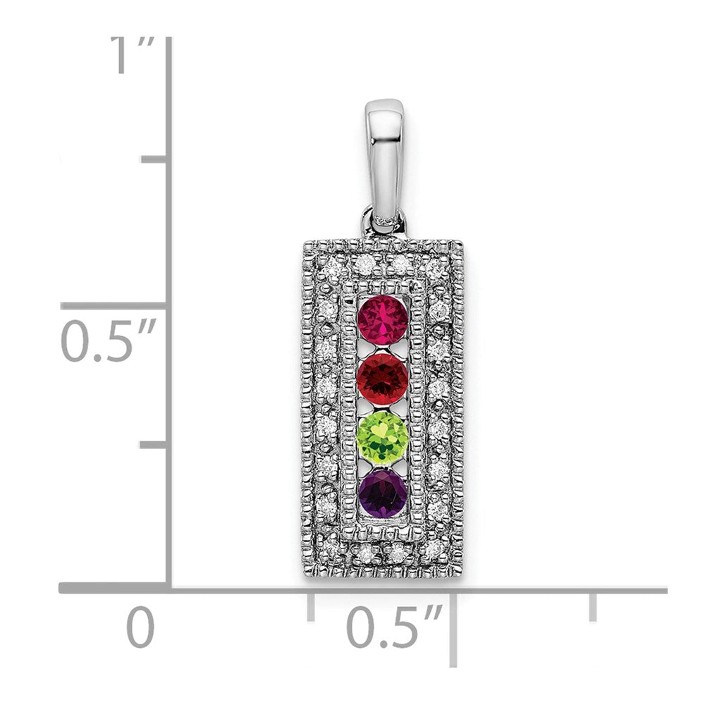 14K White Gold Family Jewelry Synthetic Stone & Diamond Set Pendant