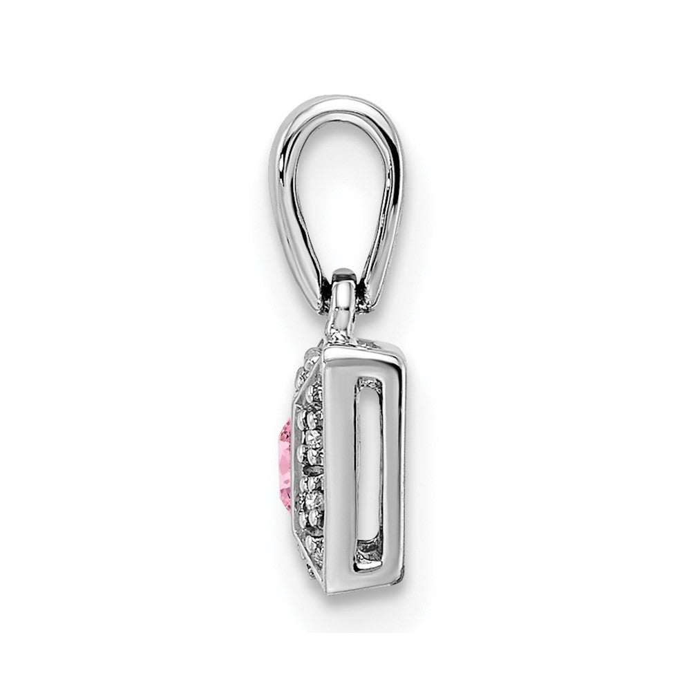 14K White Gold Family Jewelry Synthetic Stone & Diamond Set Pendant