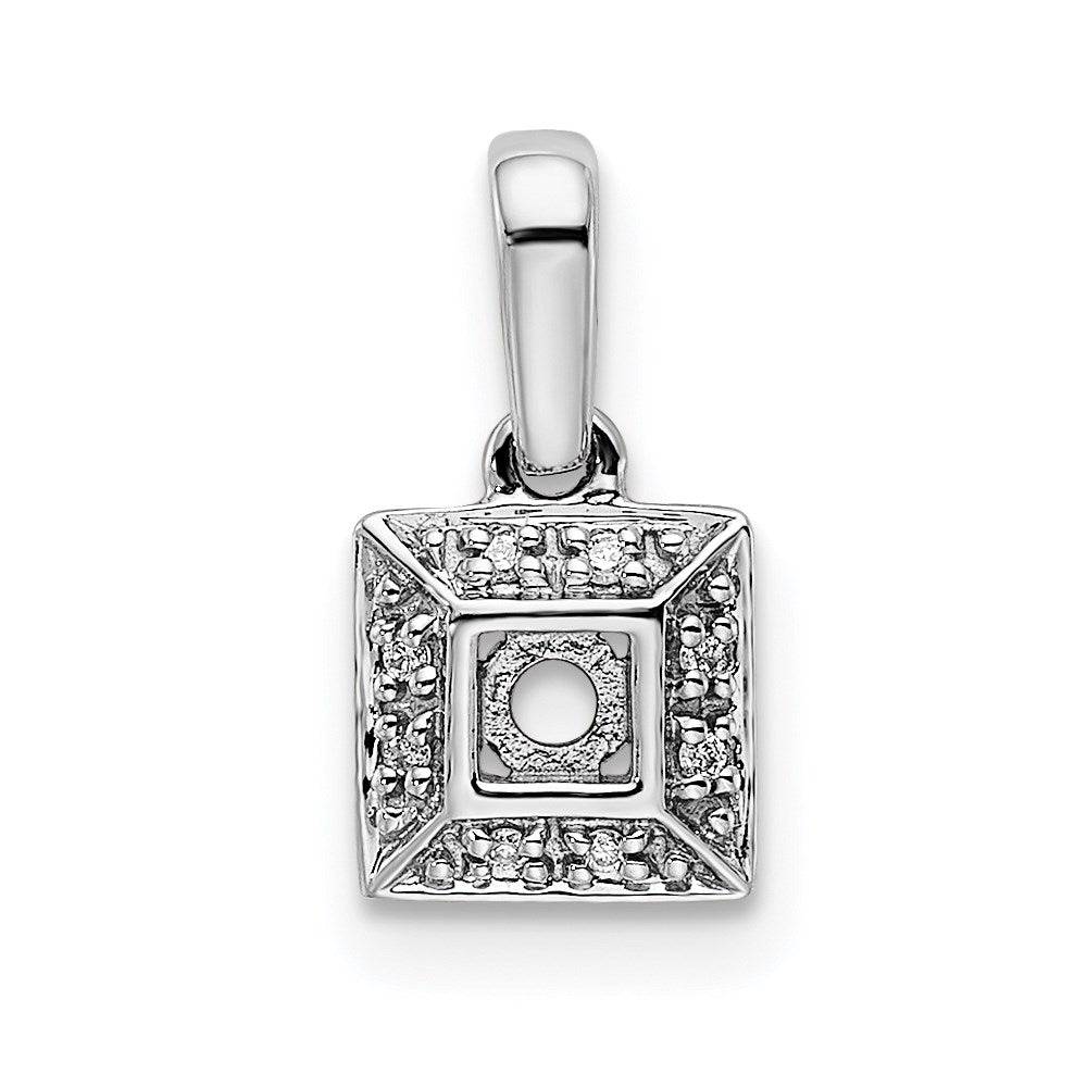14K White Gold Family Jewelry Synthetic Stone & Diamond Set Pendant