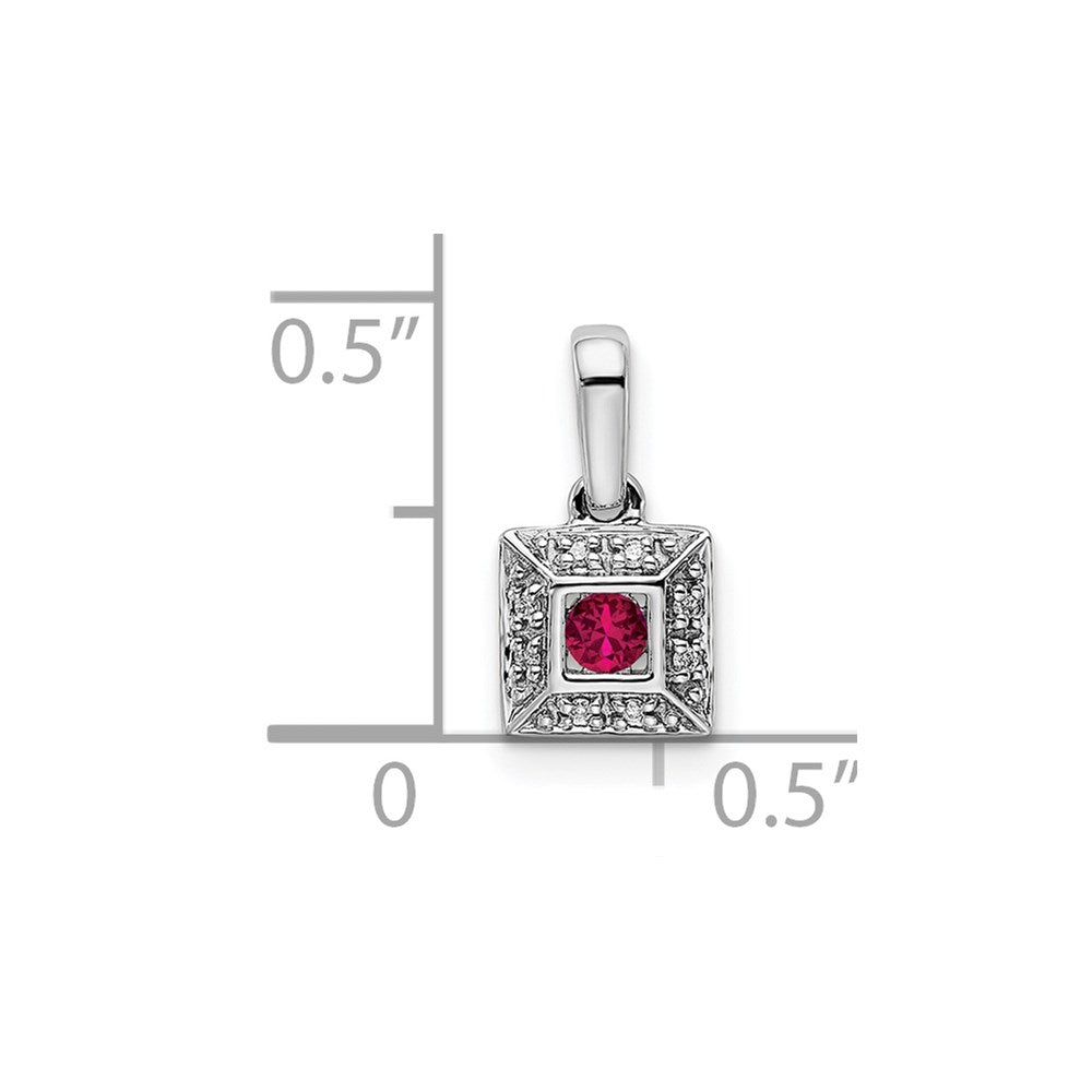 14K White Gold Family Jewelry Synthetic Stone & Diamond Set Pendant