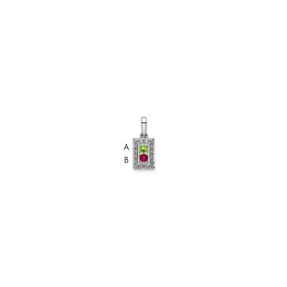 14K White Gold Family Jewelry Genuine Stone & Diamond Set Pendant