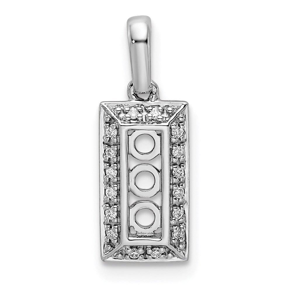 14K White Gold Family Jewelry Genuine Stone & Diamond Set Pendant