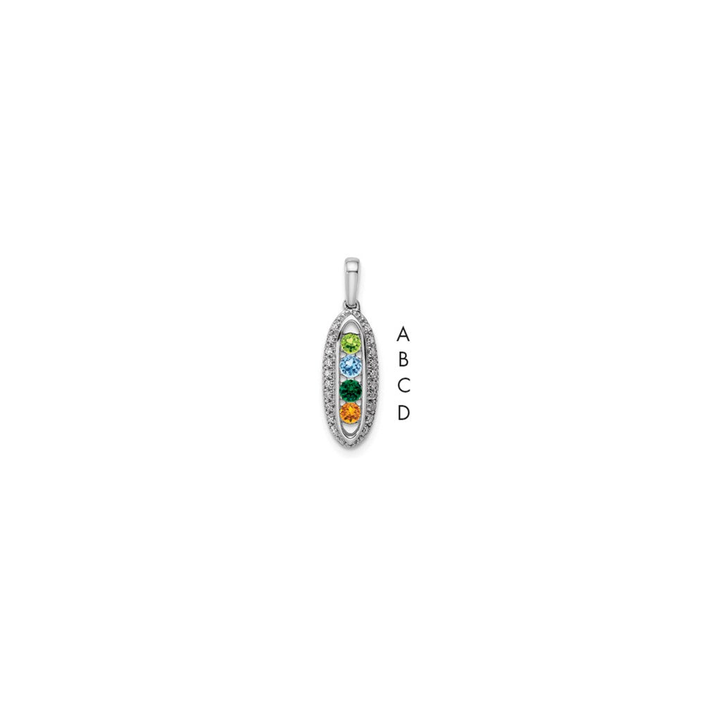 14K White Gold Family Jewelry Diamond Semi-Set Pendant