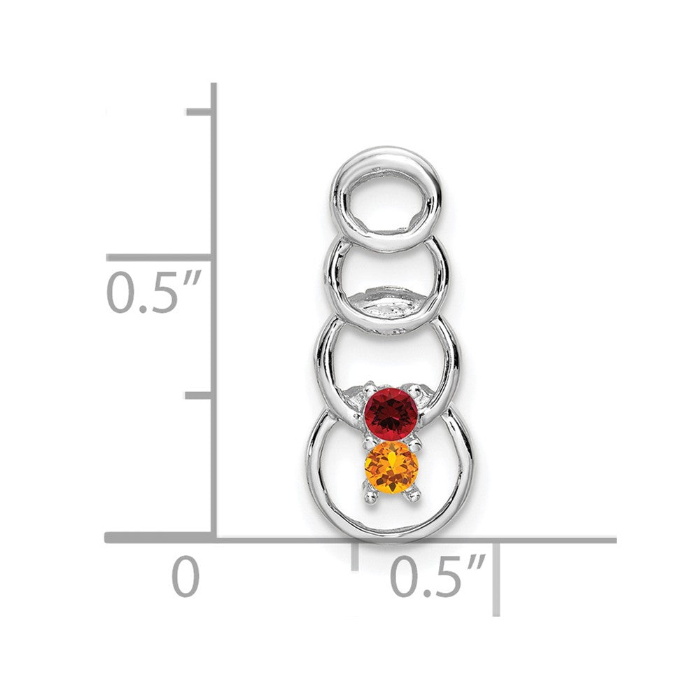 14k White Gold 2 Synthetic Stone Family Pendant