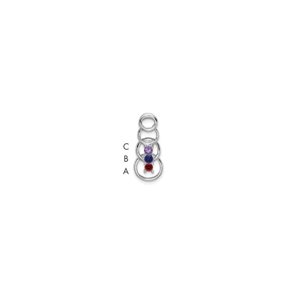 14k White Gold 3 Genuine Stone Family Pendant