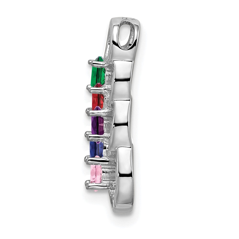 14k White Gold 5 Synthetic Stone Family Pendant