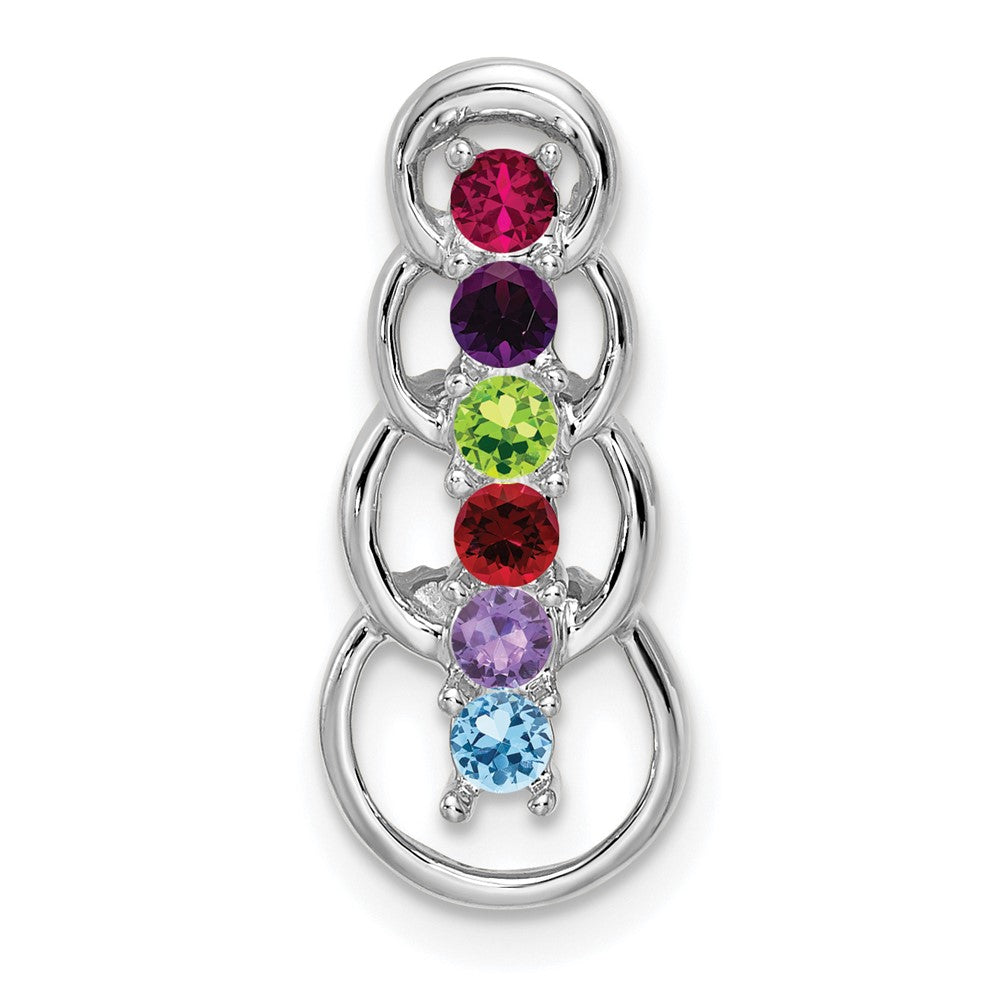 14k White Gold 6 Synthetic Stone Family Pendant