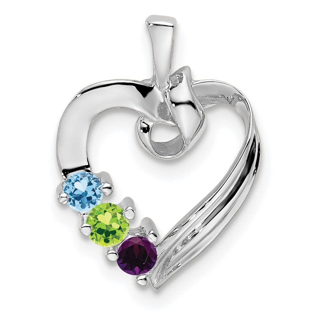 14k White Gold 3 Synthetic Stone Family Pendant