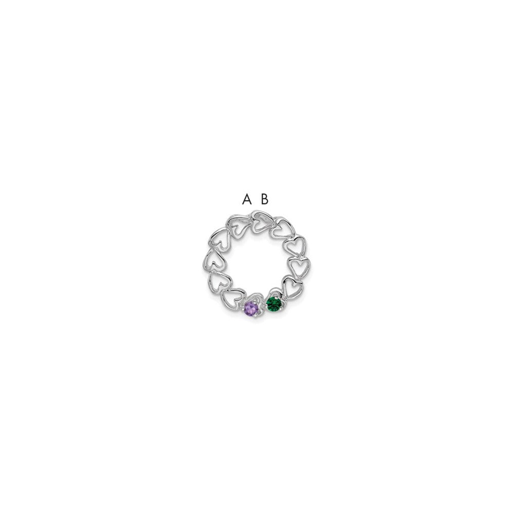 14k White Gold 2 Genuine Stone Family Pendant
