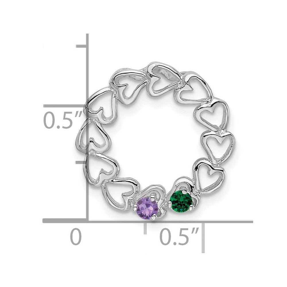 14k White Gold 2 Synthetic Stone Family Pendant