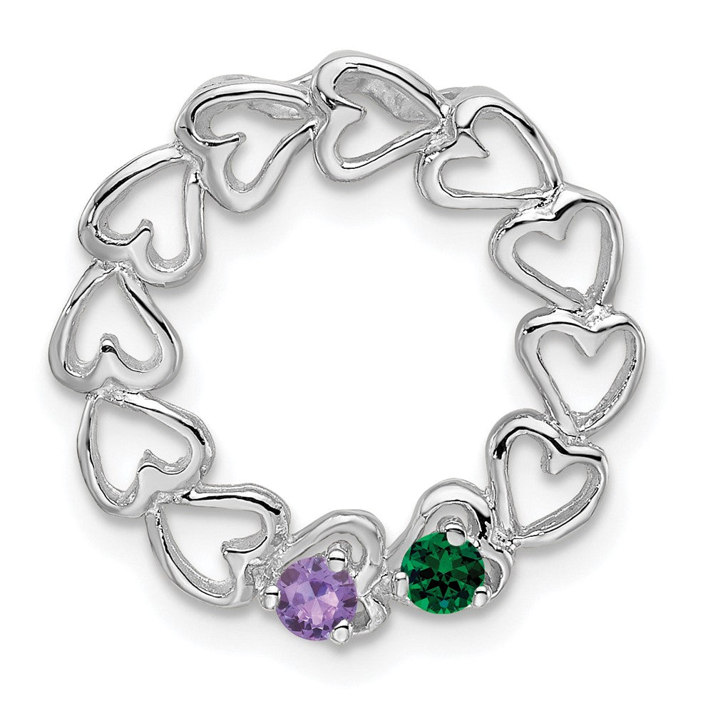14k White Gold 2 Synthetic Stone Family Pendant