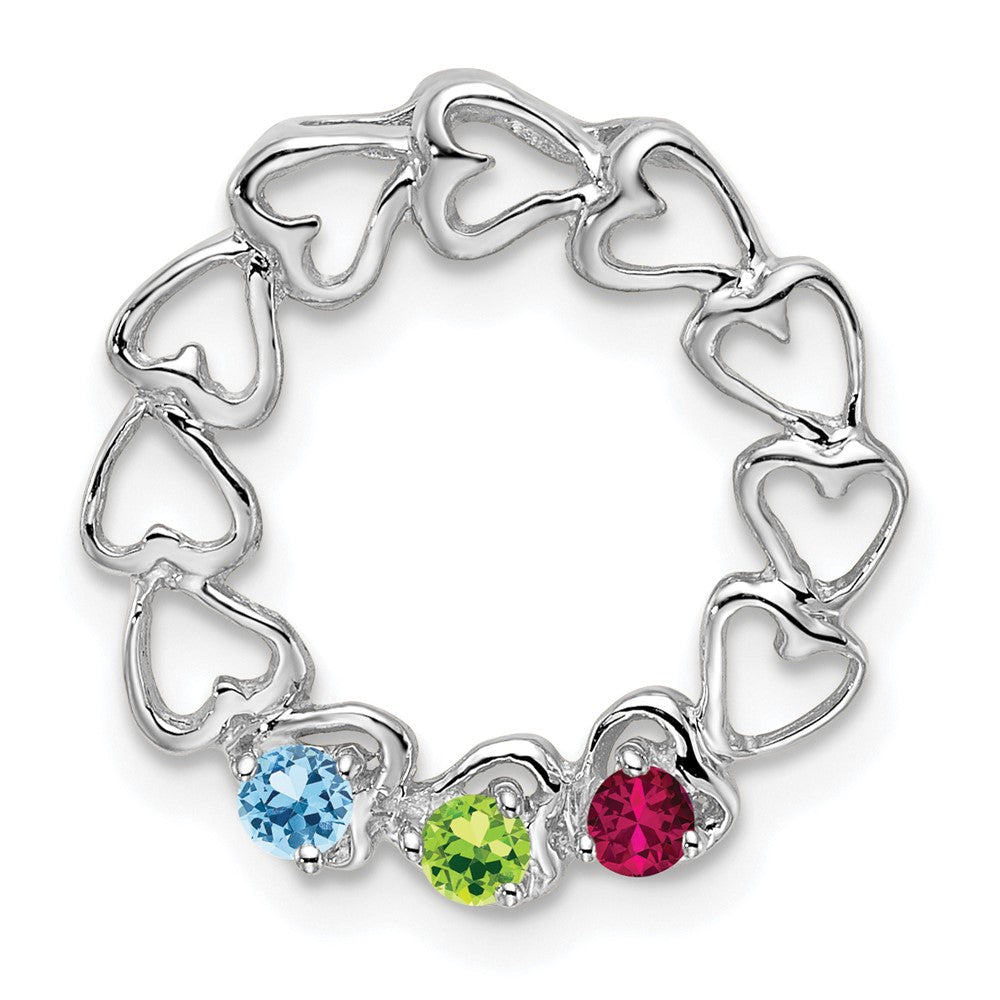 14k White Gold 3 Synthetic Stone Family Pendant