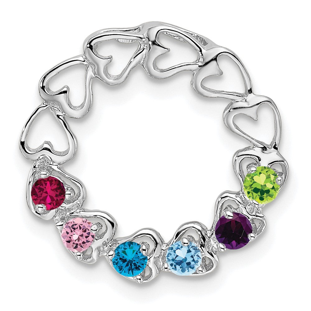 14k White Gold 6 Synthetic Stone Family Pendant