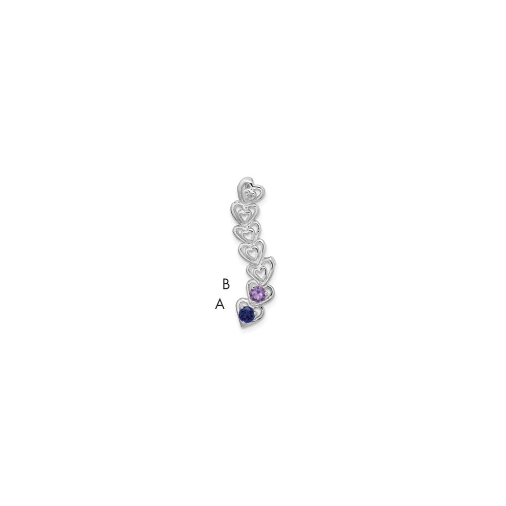 14k White Gold 2 Genuine Stone Family Pendant