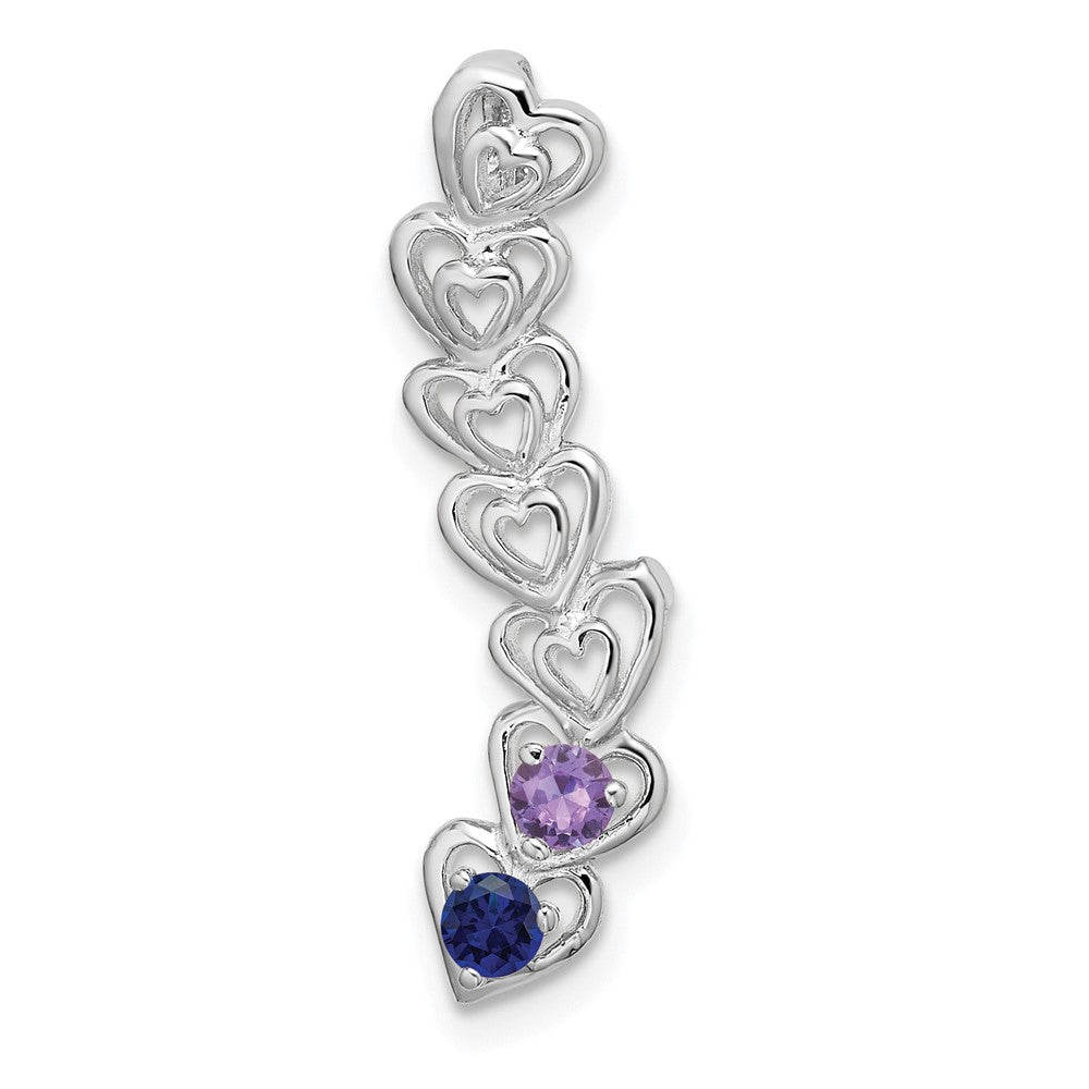 14k White Gold 2 Genuine Stone Family Pendant