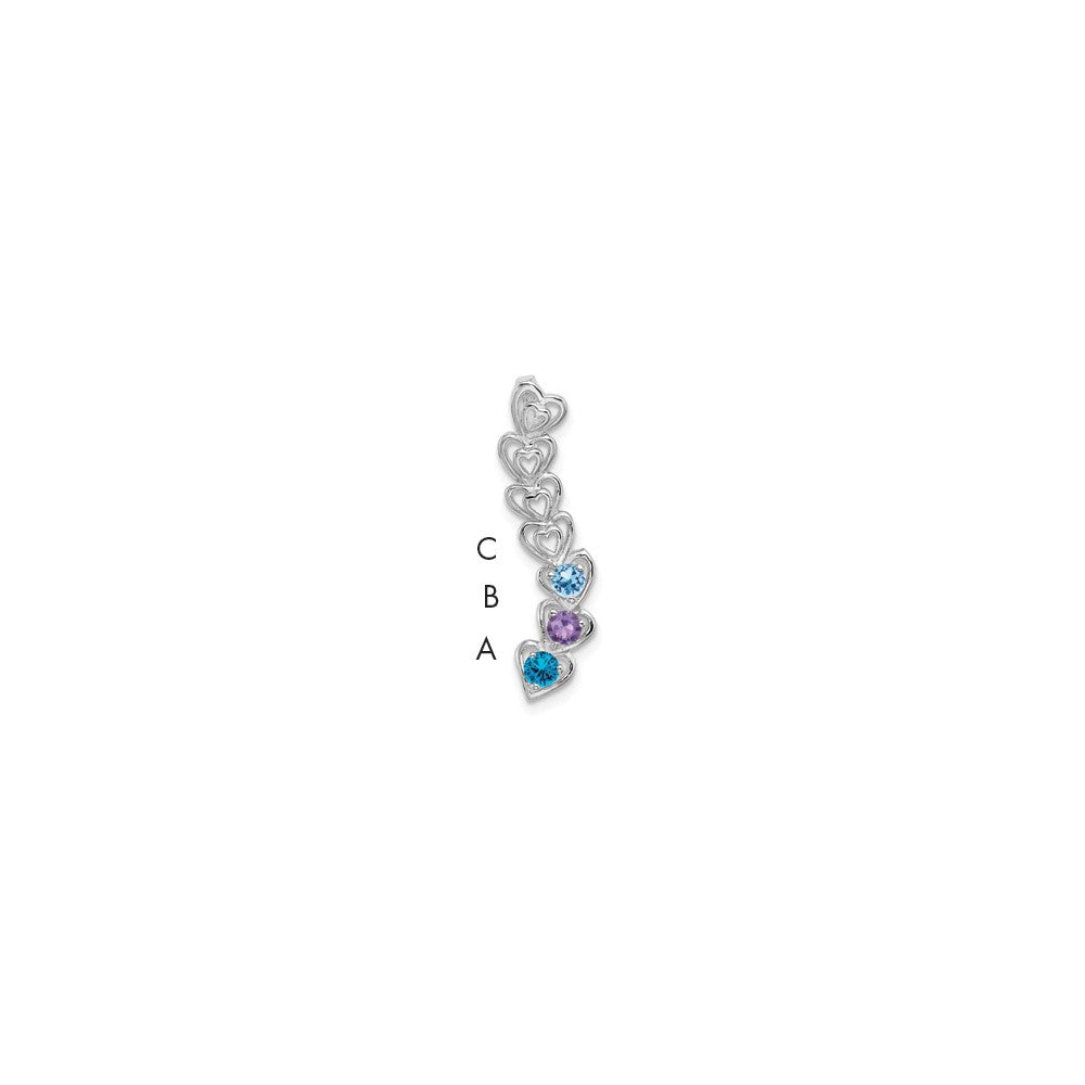 14k White Gold 3 Genuine Stone Family Pendant