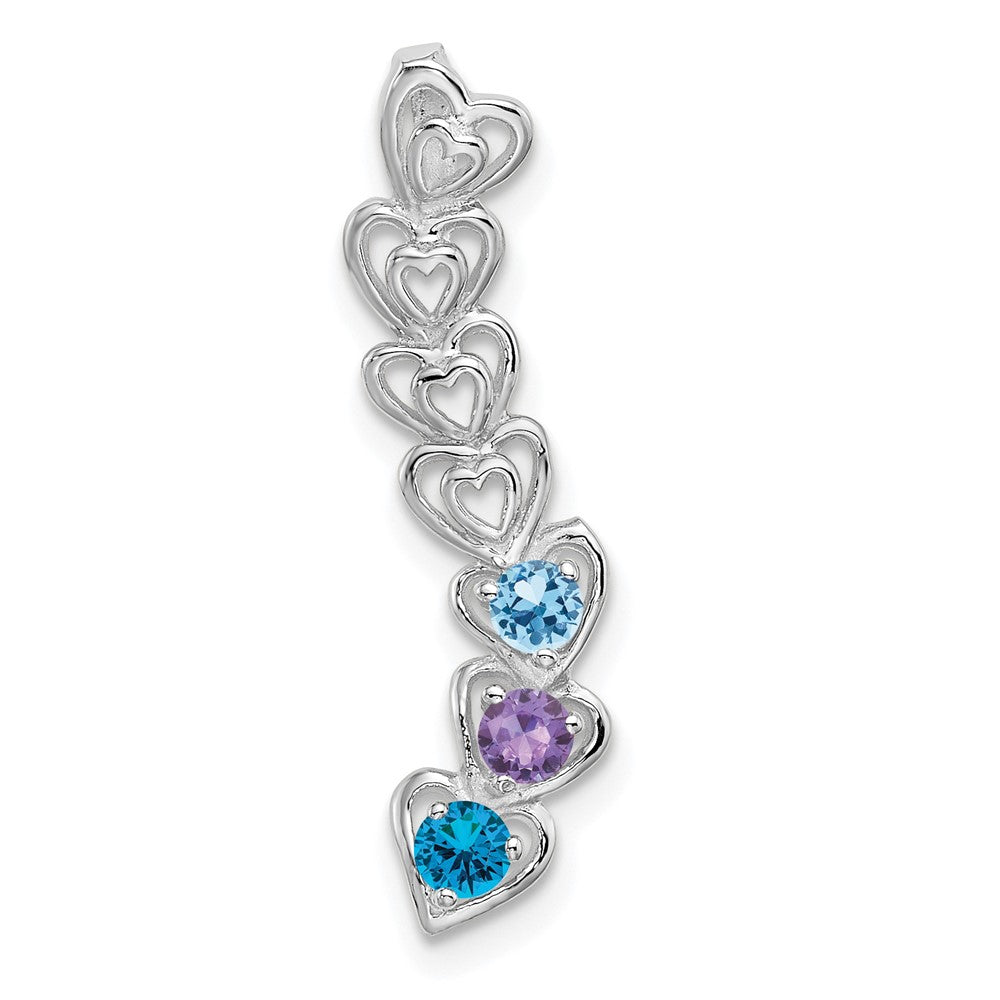 14k White Gold 3 Synthetic Stone Family Pendant