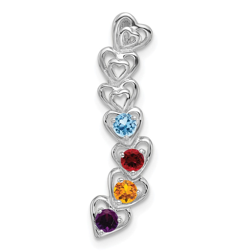 14k White Gold 4 Synthetic Stone Family Pendant