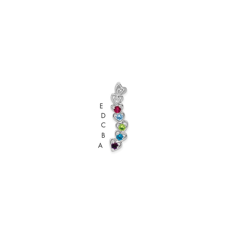 14k White Gold 5 Synthetic Stone Family Pendant