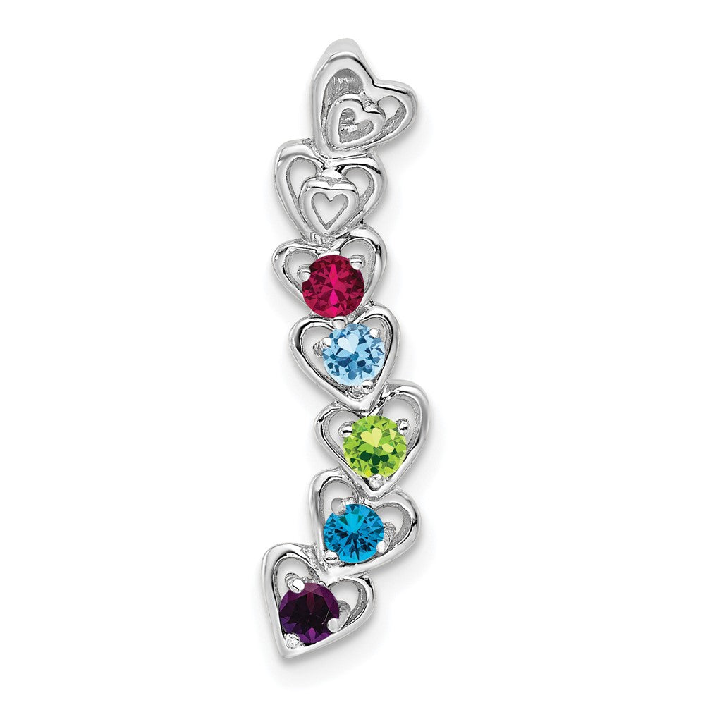 14k White Gold 5 Synthetic Stone Family Pendant