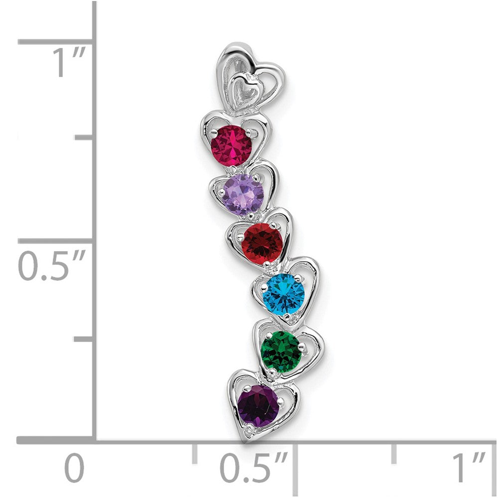 14k White Gold 6 Synthetic Stone Family Pendant