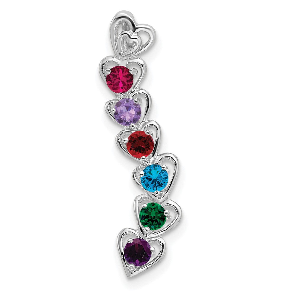 14k White Gold 6 Genuine Stone Family Pendant