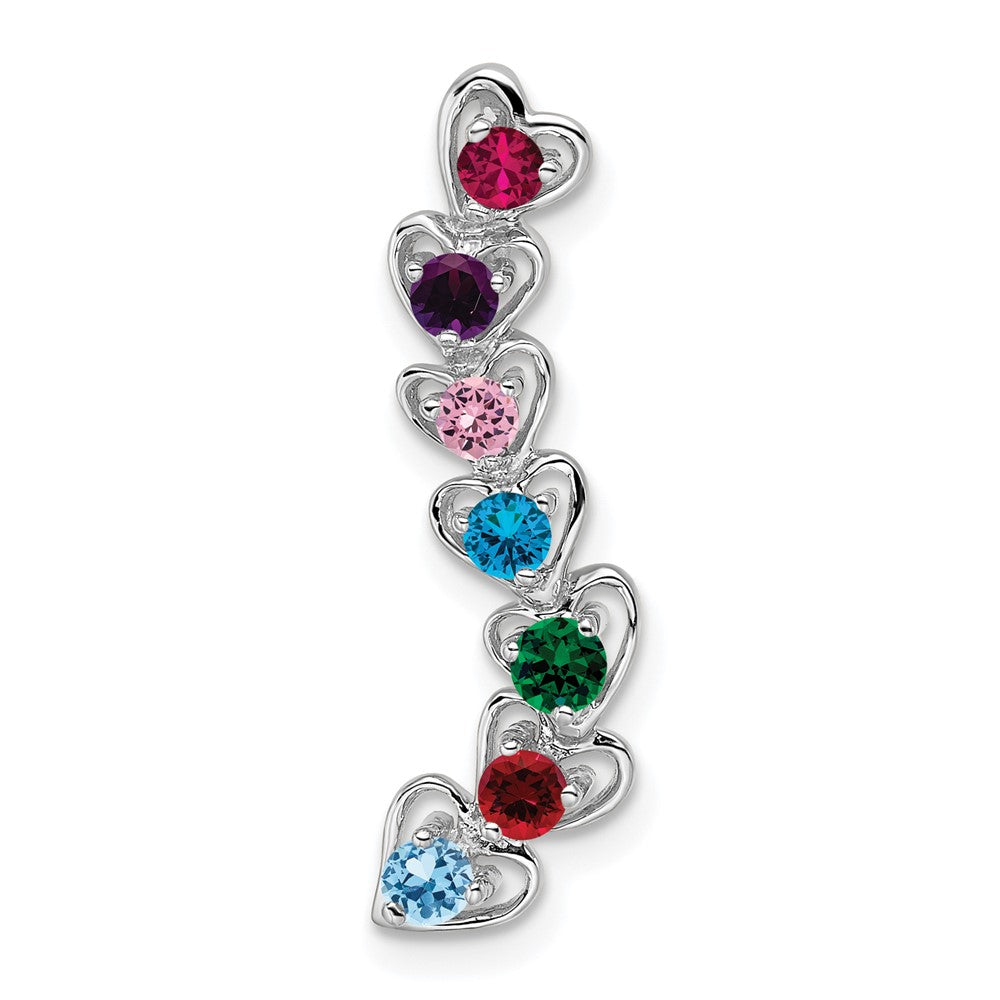 14k White Gold 7 Synthetic Stone Family Pendant