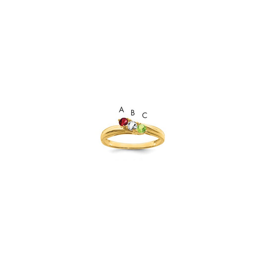 14k Genuine 3 Stone Mother's Ring