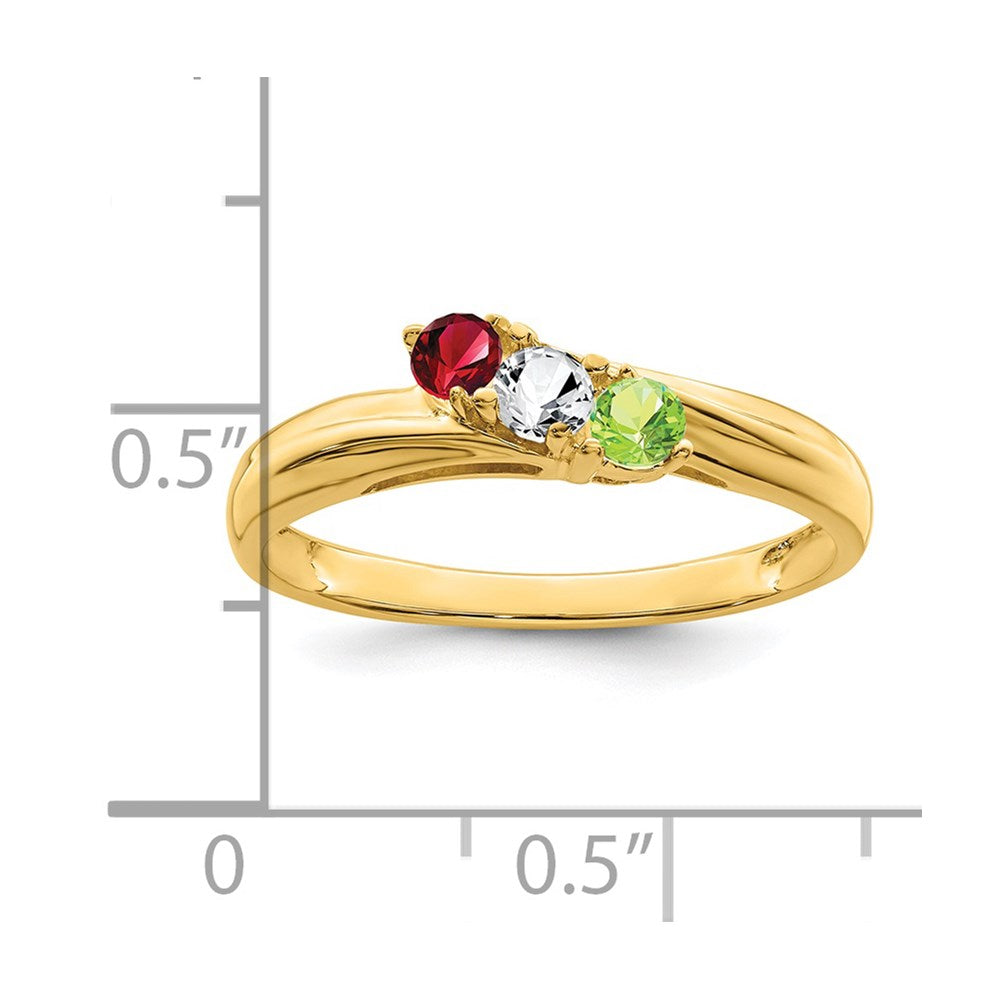 14k Genuine 3 Stone Mother's Ring