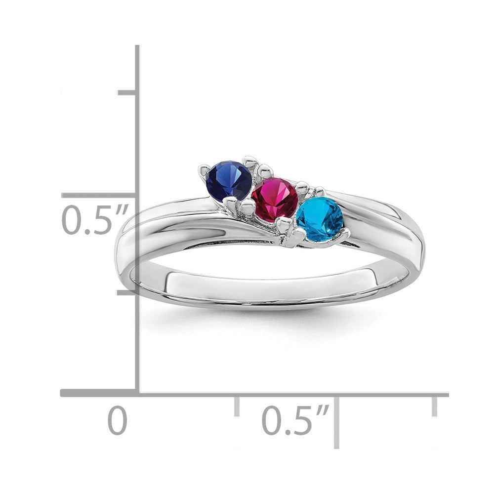 14k White Gold Synthetic Family jewelry ring