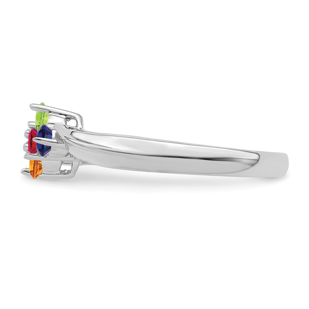 Sterling Silver Rhodium-plated Synthetic 4 Stone Mother's Ring