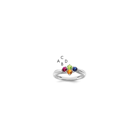 Sterling Silver Rhodium-plated Synthetic 4 Stone Mother's Ring