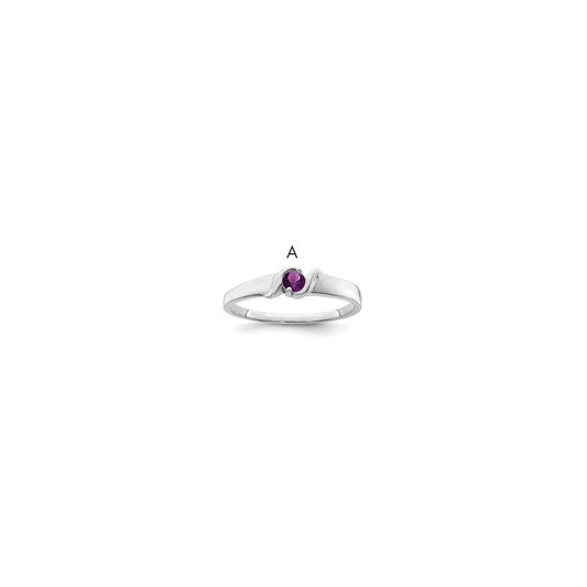 Sterling Silver Rhodium-plated Synthetic 1 Stone Mother's Ring