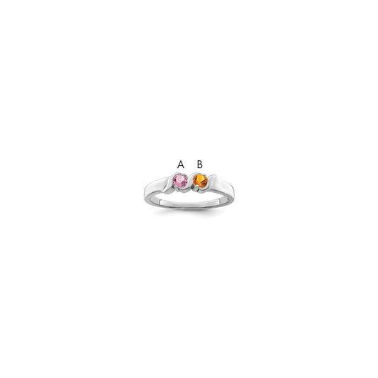 Sterling Silver Rhodium-plated Synthetic 2 Stone Mother's Ring