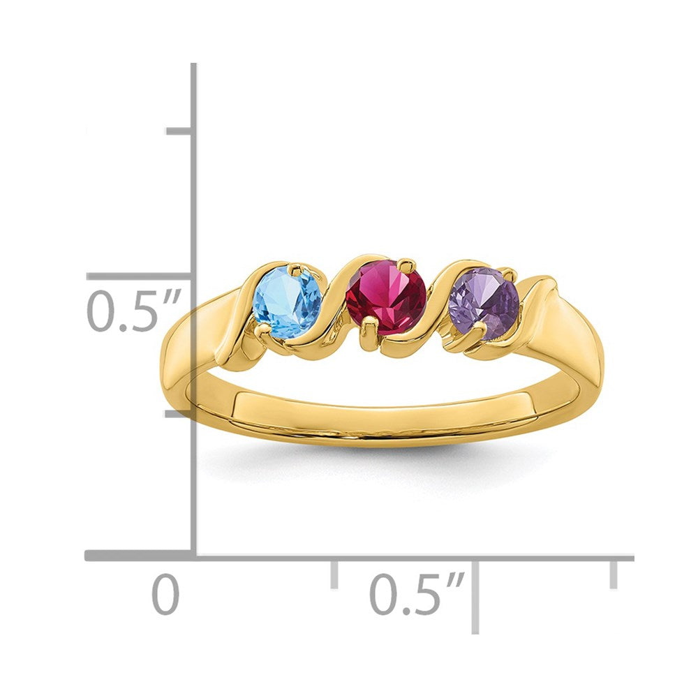 14k Genuine 3 Stone Mother's Ring