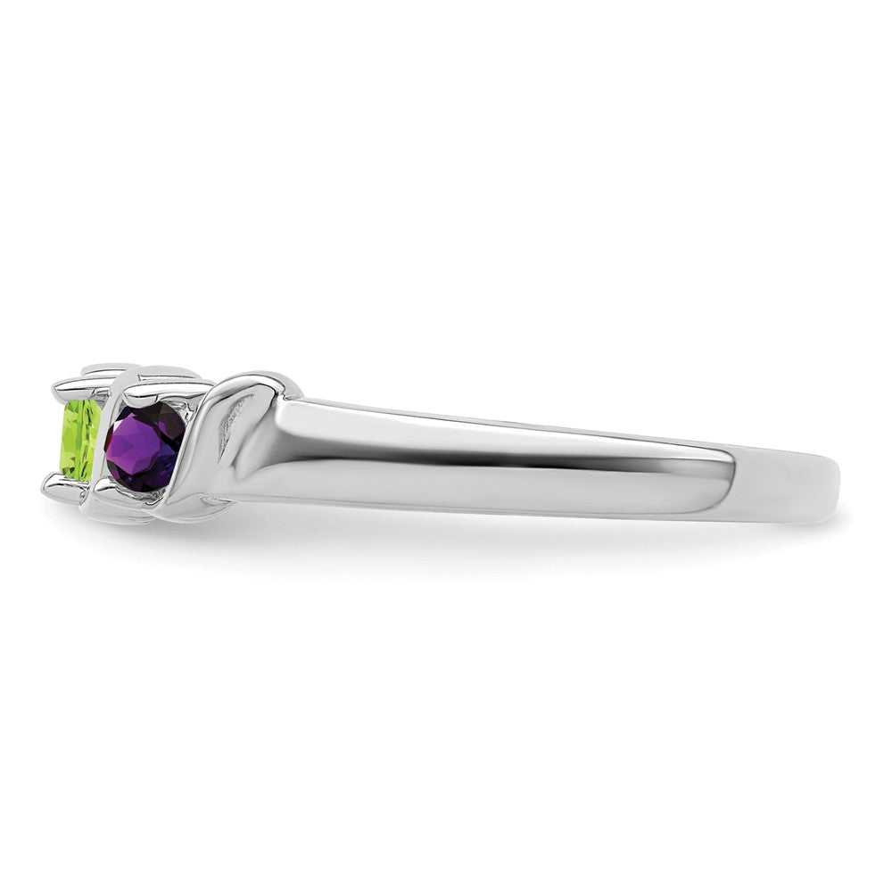 14k White Gold Genuine 3 Stone Mother's Ring