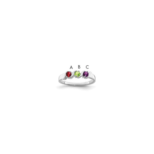 Sterling Silver Rhodium-plated Synthetic 3 Stone Mother's Ring