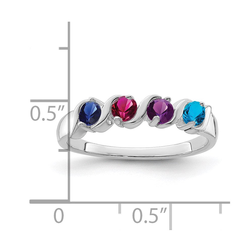 14k White Gold Synthetic Family Jewelry Ring