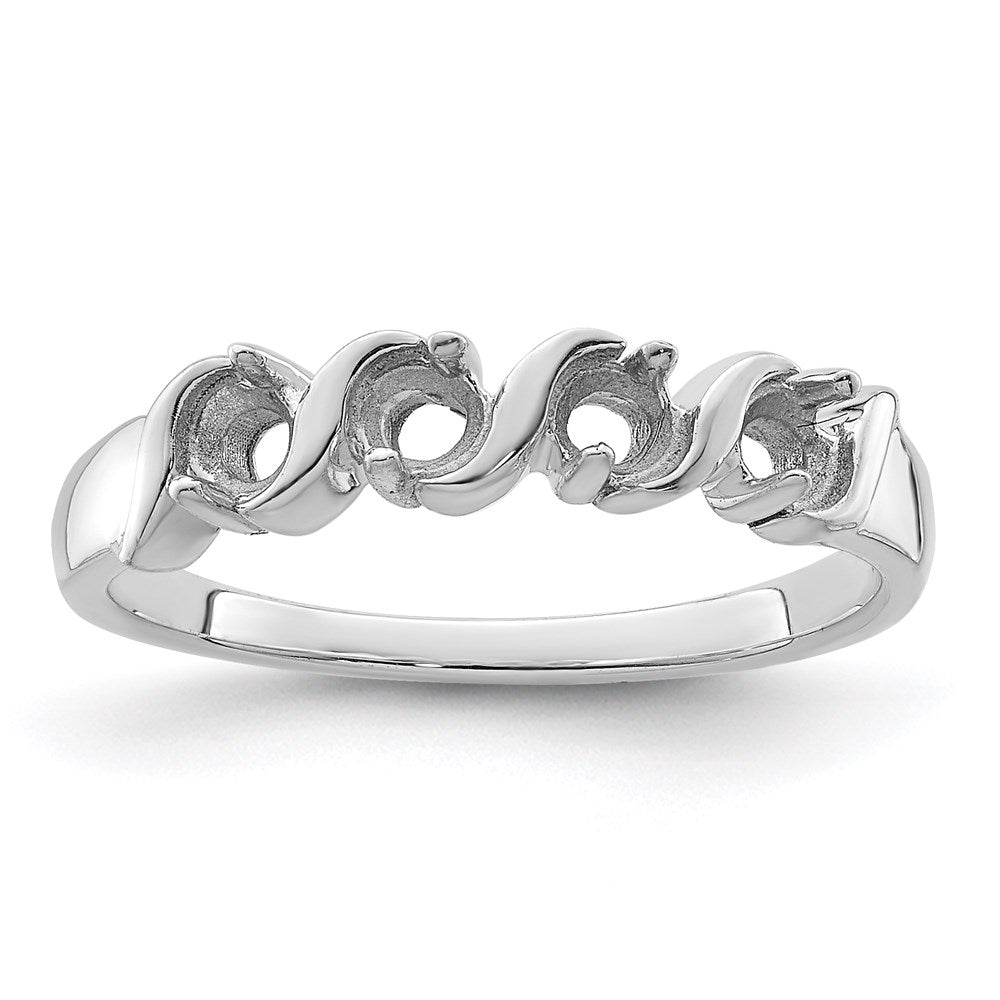 Sterling Silver Rhodium-plated Synthetic 4 Stone Mother's Ring