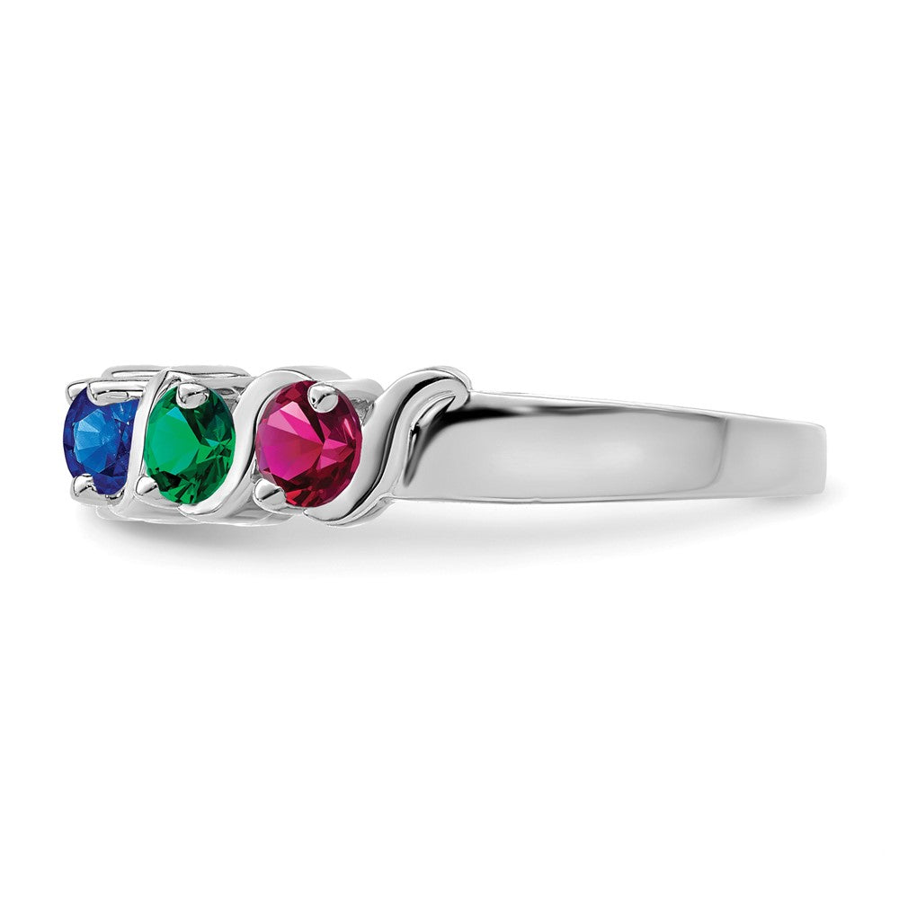 Sterling Silver Rhodium-plated Synthetic 5 Stone Mother's Ring