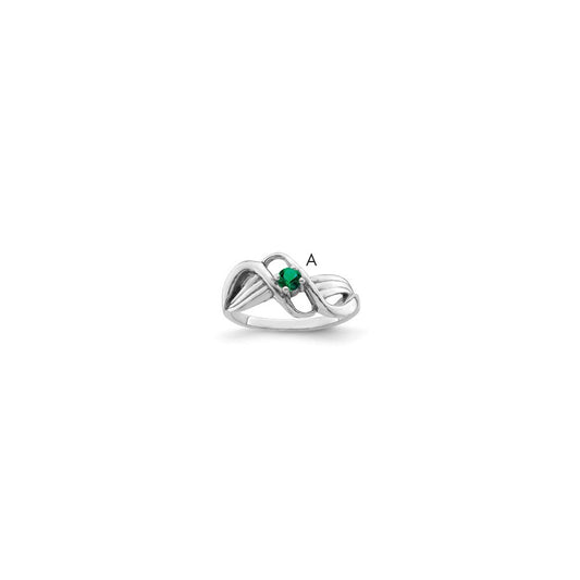 Sterling Silver Rhodium-plated Synthetic 1 Stone Mother's Ring