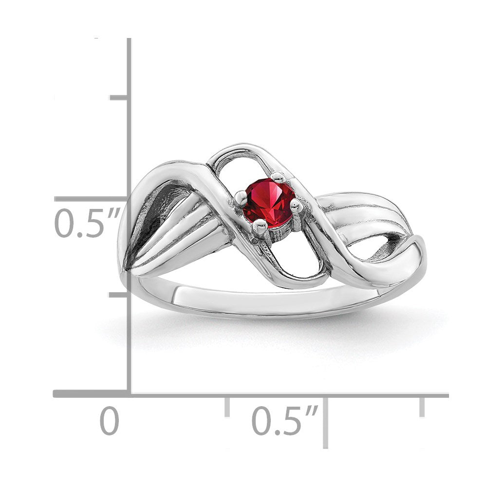 Sterling Silver Rhodium-plated Synthetic 1 Stone Mother's Ring