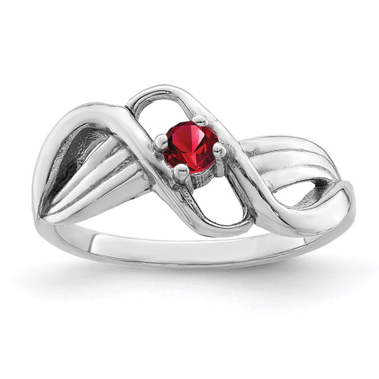 14k White Gold Genuine 1 Stone Mother's Ring