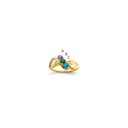14k Genuine 3 Stone Mother's Ring