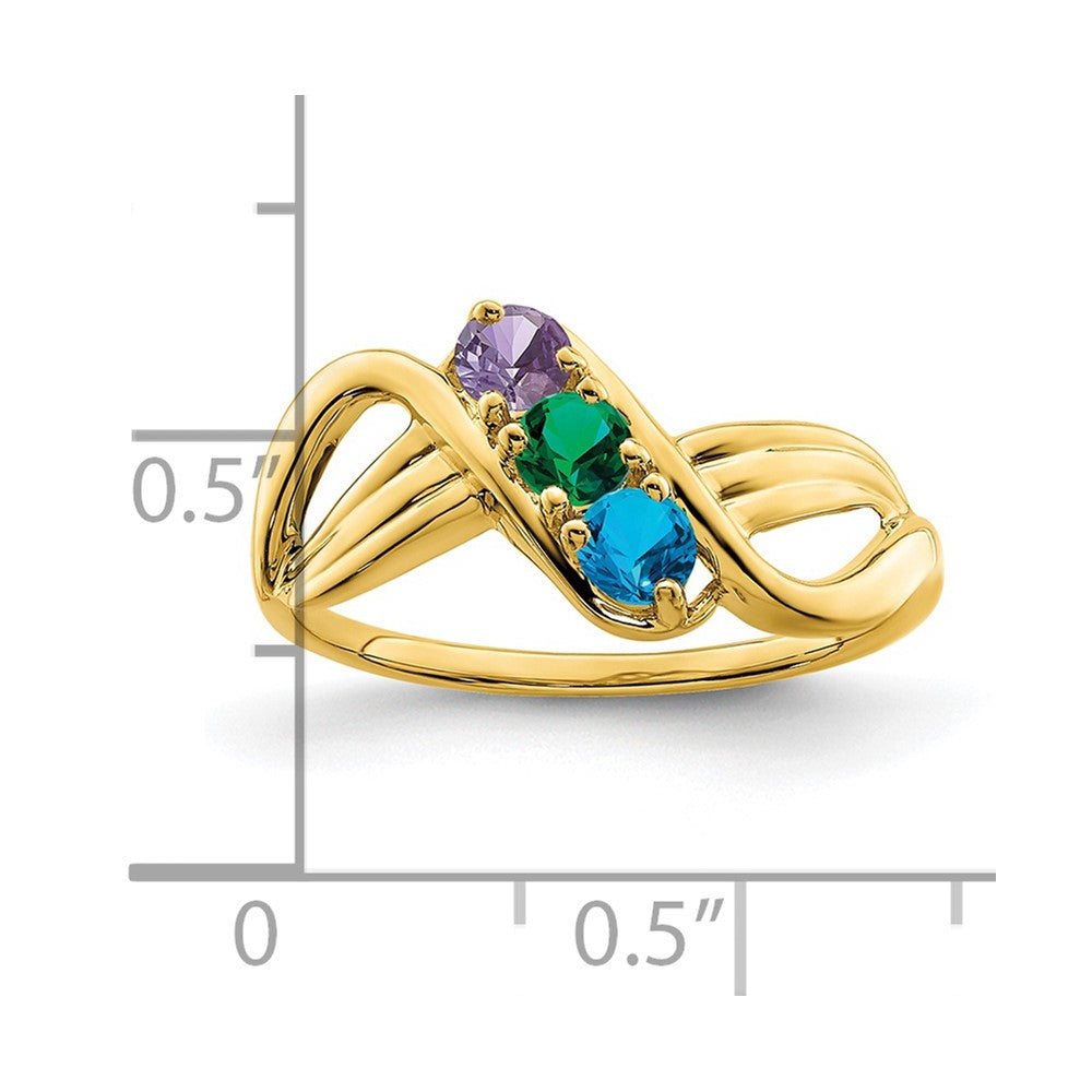 14k Genuine 3 Stone Mother's Ring