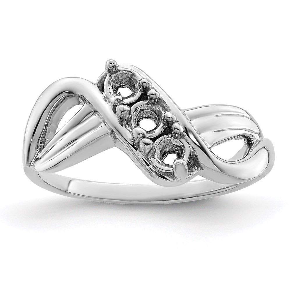 Sterling Silver Rhodium-plated Synthetic 3 Stone Mother's Ring