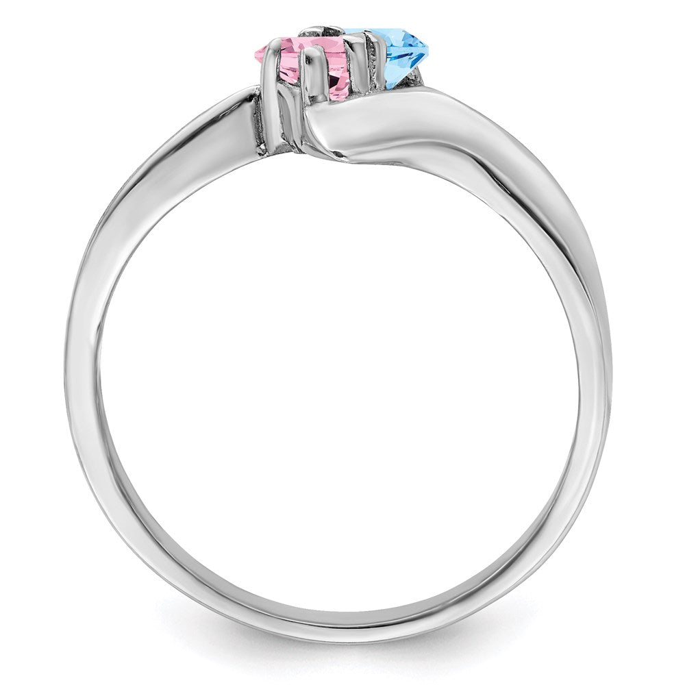 14k White Gold Synthetic Family Jewelry Ring