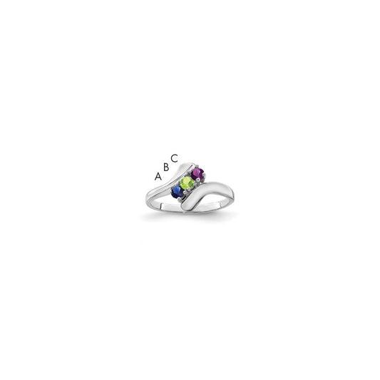 Sterling Silver Rhodium-plated Synthetic 3 Stone Mother's Ring