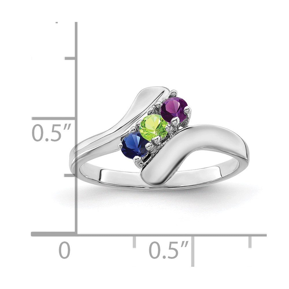 14k White Gold Synthetic Family Jewelry Ring