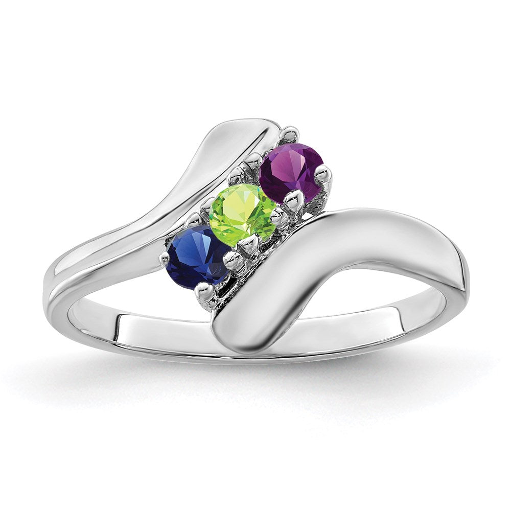 14k White Gold Synthetic Family Jewelry Ring